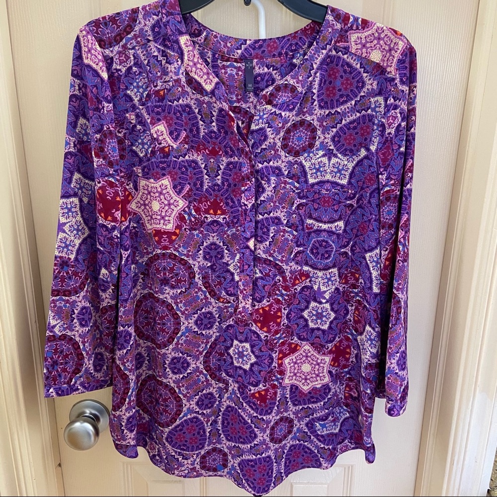 NYDJ 3/4 Sleeve Henley Blouse